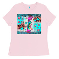 Bubblegum Pink mommy leopard turquoise Ladies Tee - JahusDesignShop