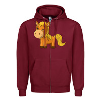 Burgundy cute horse Zipper Hoodie - texasbilliewilder