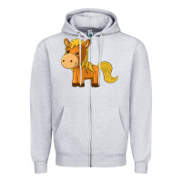 Heather Grey cute horse Zipper Hoodie - texasbilliewilder