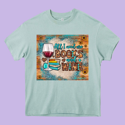 All I Need Are Books And Wine Heavy Core Tee Designed By Jahusdesignshop