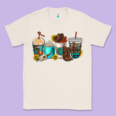 Western Coffee Cups Classic Tee Designed By Nancycooperartshop