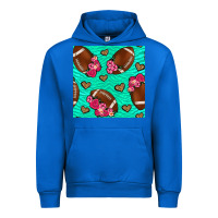 Cobalt american football roses and hearts seamless pattern Urban Hoodie - BundleAndBundleShop