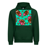 Forest Green american football roses and hearts seamless pattern Urban Hoodie - BundleAndBundleShop