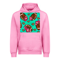 Fuchsia Pink american football roses and hearts seamless pattern Urban Hoodie - BundleAndBundleShop