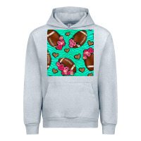 Heather Grey american football roses and hearts seamless pattern Urban Hoodie - BundleAndBundleShop