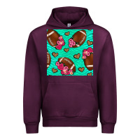 Mauve Wine american football roses and hearts seamless pattern Urban Hoodie - BundleAndBundleShop
