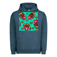 Pigment Midnight Navy american football roses and hearts seamless pattern Urban Hoodie - BundleAndBundleShop