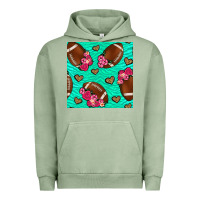 Pigment Oil Green american football roses and hearts seamless pattern Urban Hoodie - BundleAndBundleShop