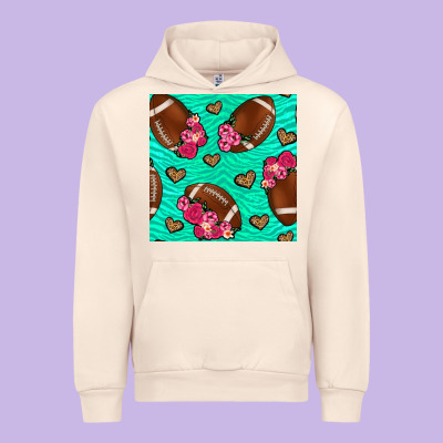 American Football Roses And Hearts Seamless Pattern Urban Hoodie Designed By Bundleandbundleshop