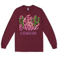 Burgundy barbie cowgirl Long Sleeve Tee - MaliasSmallBusiness