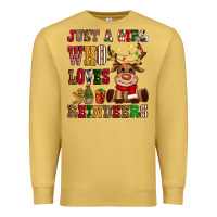 Antique Gold just a girl who loves reindeers Premium Sweatshirt - CowGirlArtShop