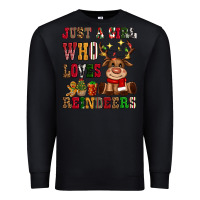 Black just a girl who loves reindeers Premium Sweatshirt - CowGirlArtShop