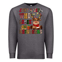 Charcoal Heather just a girl who loves reindeers Premium Sweatshirt - CowGirlArtShop