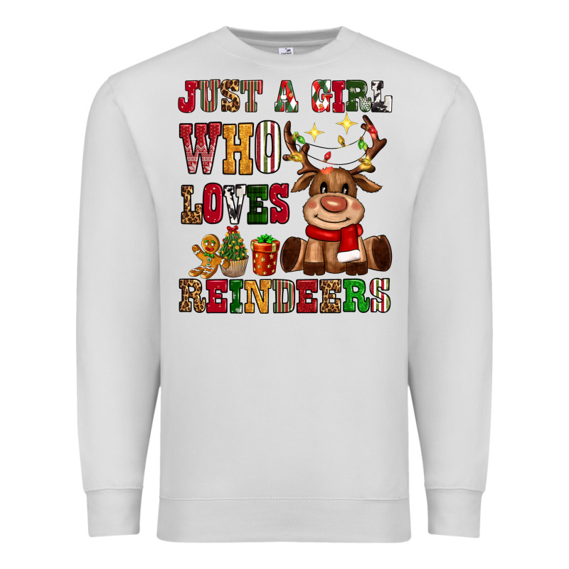 Just A Girl Who Loves Reindeers Premium Sweatshirt by CowGirlArtShop | Teevron
