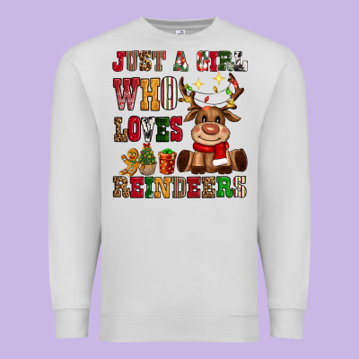 Just A Girl Who Loves Reindeers Premium Sweatshirt Designed By Cowgirlartshop