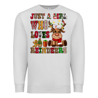 Dove Grey just a girl who loves reindeers Premium Sweatshirt - CowGirlArtShop