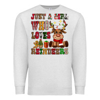 Oatmeal Heather just a girl who loves reindeers Premium Sweatshirt - CowGirlArtShop