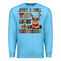 Ocean Blue just a girl who loves reindeers Premium Sweatshirt - CowGirlArtShop