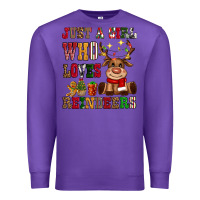 Purple just a girl who loves reindeers Premium Sweatshirt - CowGirlArtShop