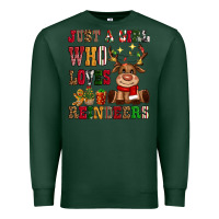 Sports Green just a girl who loves reindeers Premium Sweatshirt - CowGirlArtShop