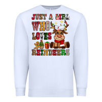 White just a girl who loves reindeers Premium Sweatshirt - CowGirlArtShop