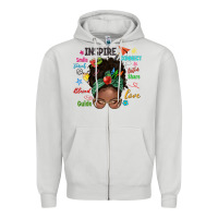 Dove Grey afro messy bun teach inspire love teacher blessed Zipper Hoodie - NancyCooperArtShop
