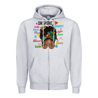 Heather Grey afro messy bun teach inspire love teacher blessed Zipper Hoodie - NancyCooperArtShop
