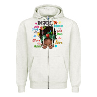 Afro Messy Bun Teach Inspire Love Teacher Blessed Zipper Hoodie | Teevron
