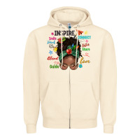Sandshell afro messy bun teach inspire love teacher blessed Zipper Hoodie - NancyCooperArtShop