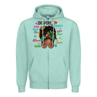 Seafoam afro messy bun teach inspire love teacher blessed Zipper Hoodie - NancyCooperArtShop