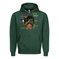 Sports Green afro messy bun teach inspire love teacher blessed Zipper Hoodie - NancyCooperArtShop