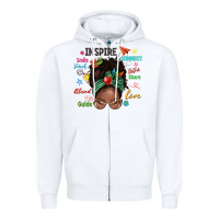 White afro messy bun teach inspire love teacher blessed Zipper Hoodie - NancyCooperArtShop
