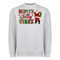 Heather Grey Holly Jolly vibes Christmas with Santa Heavyweight Sweatshirt - NancyCooperArtShop