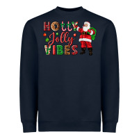Navy Holly Jolly vibes Christmas with Santa Heavyweight Sweatshirt - NancyCooperArtShop
