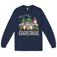 Navy merry christmas gnomes truck Long Sleeve Tee - MaliasSmallBusiness