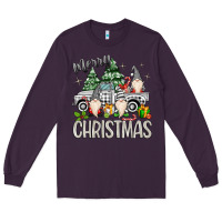 Plum merry christmas gnomes truck Long Sleeve Tee - MaliasSmallBusiness