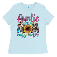 Baby Blue auntie like a mom Ladies Tee - JahusDesignShop