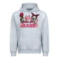 Heather Grey Valentine Babe Valentine's Day Skull Urban Hoodie - FaDigitalArtStudio