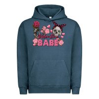 Pigment Midnight Navy Valentine Babe Valentine's Day Skull Urban Hoodie - FaDigitalArtStudio