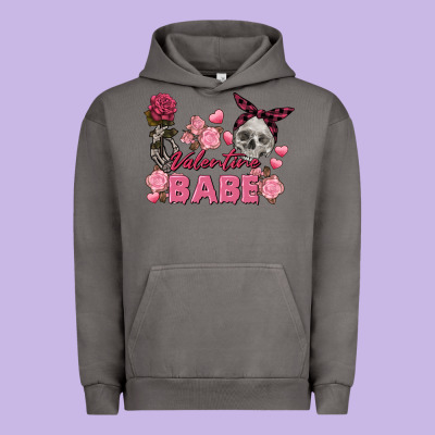 Valentine Babe Valentine's Day Skull Urban Hoodie Designed By Fadigitalartstudio