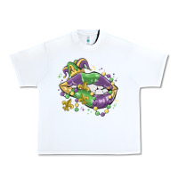 White mardi gras lips Urban Heavy Tee - MaliasSmallBusiness
