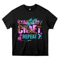Black eat sleep craft repeat Heavy Core Tee - AdoDesignShop