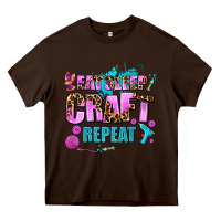 Chocolate Brown eat sleep craft repeat Heavy Core Tee - AdoDesignShop