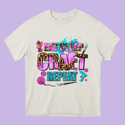 Eat Sleep Craft Repeat Heavy Core Tee Designed By Adodesignshop