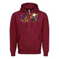 Burgundy mardi gras teacher Zipper Hoodie - texasbilliewilder