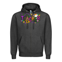 Charcoal Heather mardi gras teacher Zipper Hoodie - texasbilliewilder