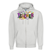 Dove Grey mardi gras teacher Zipper Hoodie - texasbilliewilder