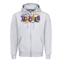 Heather Grey mardi gras teacher Zipper Hoodie - texasbilliewilder