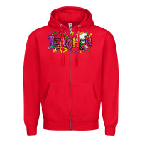 Red mardi gras teacher Zipper Hoodie - texasbilliewilder