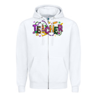 White mardi gras teacher Zipper Hoodie - texasbilliewilder